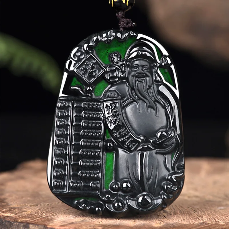 

Hot Selling Natural Hand-carve Jade Mo Cui God of Wealth Necklace Pendant Fashion Jewelry Men Women Luck Gifts