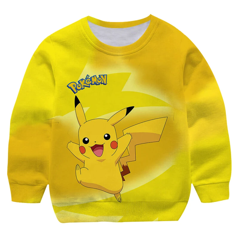 

Японская Толстовка с длинным рукавом и 3D-принтом в виде двух покемонов, Мультяшные пуловеры в стиле Харадзюку, для мальчиков 4-14 лет, с покемо...