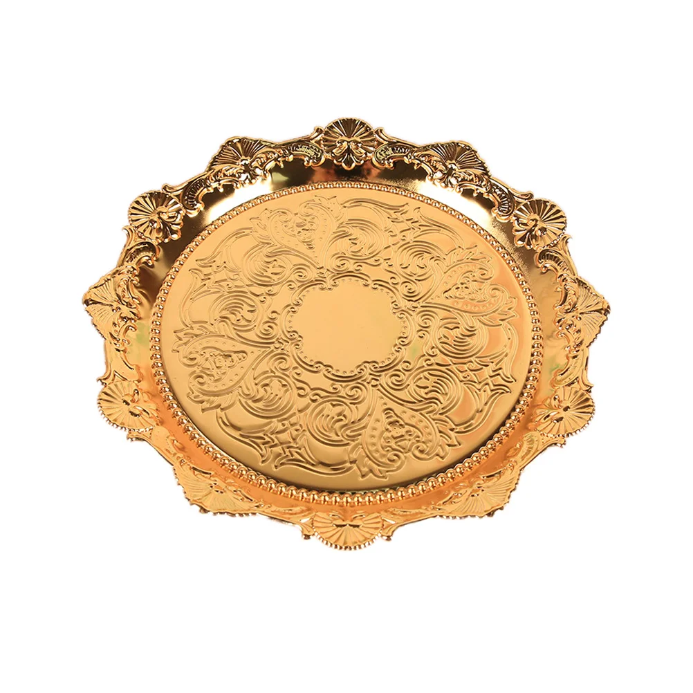 

Tray Serving Plate Candy Snack Fruit Dish Dessert Platter Plates Gold Bowl Metal Decorative Appetizer Dried Nut Fruits Container