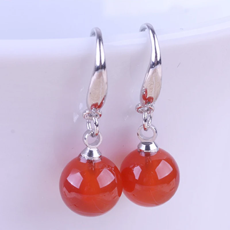

Женские Модные висячие серьги, натуральный красный + черный агат, Подвесные серьги, обновление украшения