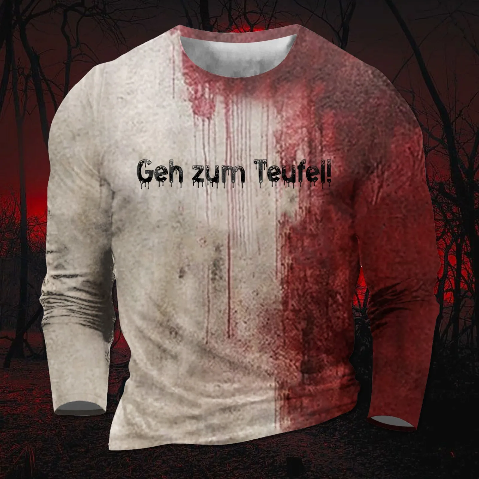 Мужская Повседневная футболка с принтом на Хэллоуин кровавый ужас и принт модная