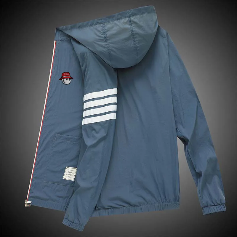 Men's Malbon Embroidery Logo Skin Golf Jacket Quick Dry Sunscreen Waterproof UV Thin Outwear Ultra-Light Breathable Hooded Coat