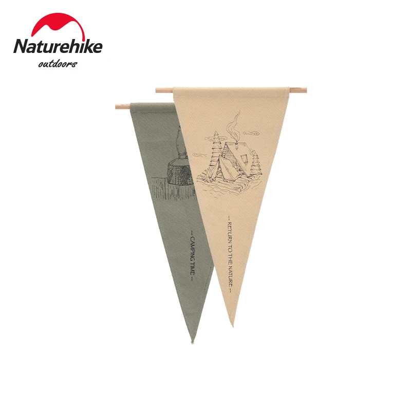 

Naturehike Camp Triangular/Shield Canvas Flag Vintage Original Pattern Decorative Flag Party Atmosphere Hang Up Flag 26x 42cm