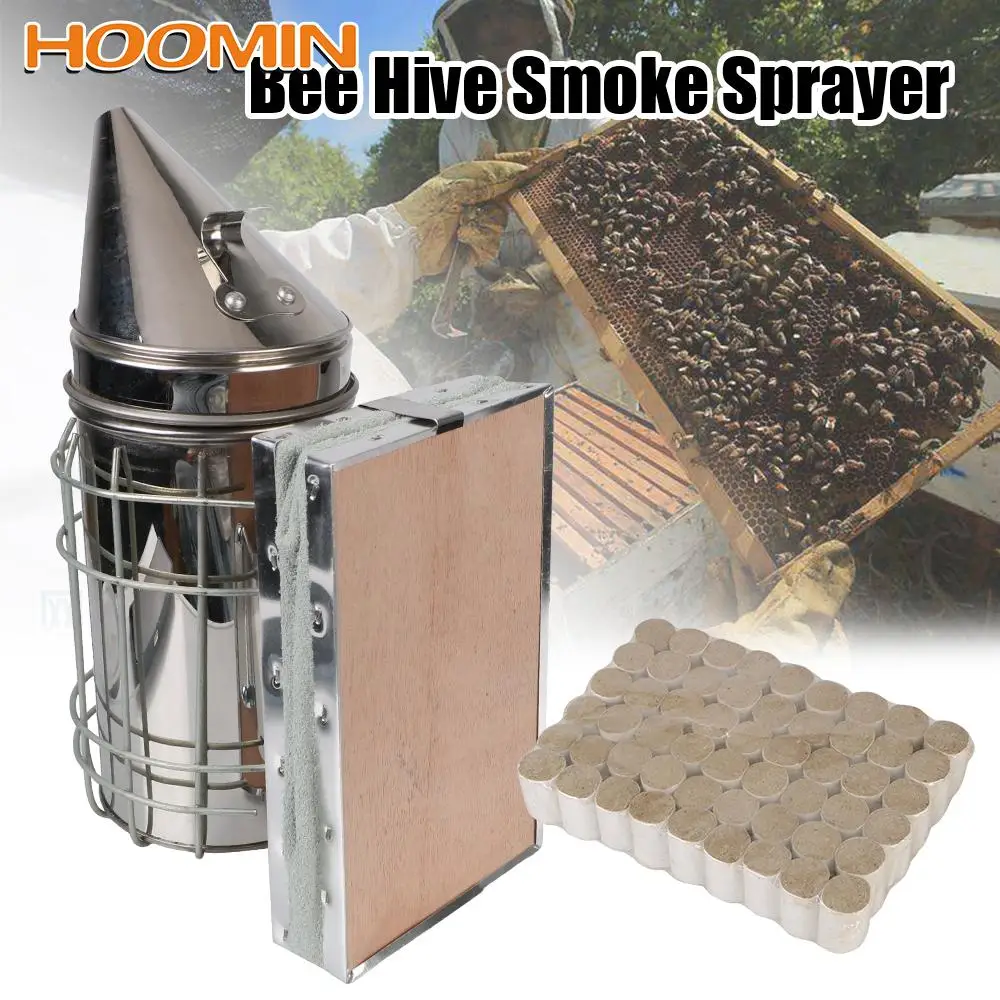 

Apiculture Beekeeping Equipment Expeling Bees Stainless Steel with Bee Smoke Bombs Beekeeper Dedicated Bee Smoker Sprayer