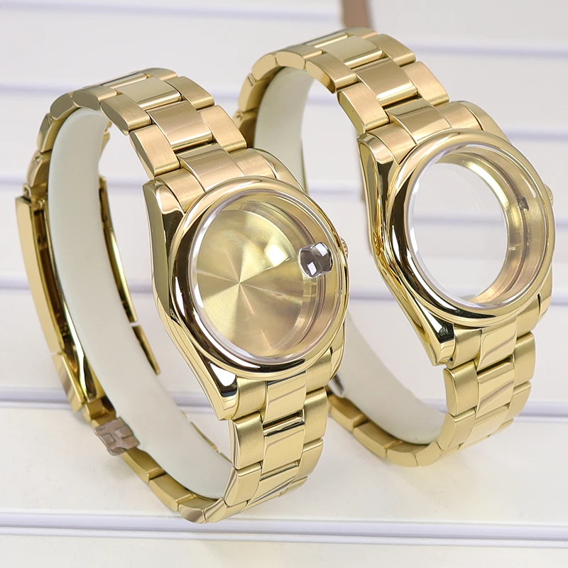 Золотой корпус часов 36 мм 40 с круглым краем сапфировое стекло для Seiko Nh35 Nh36 Nh38/34