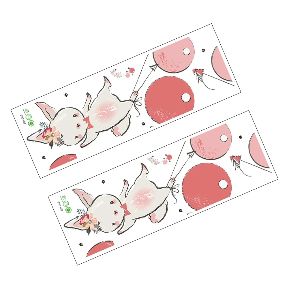 

2 Sheets Balloon Wall Decals Lovely Rabbit Wall Stickers Cartoon Wall Ornaments