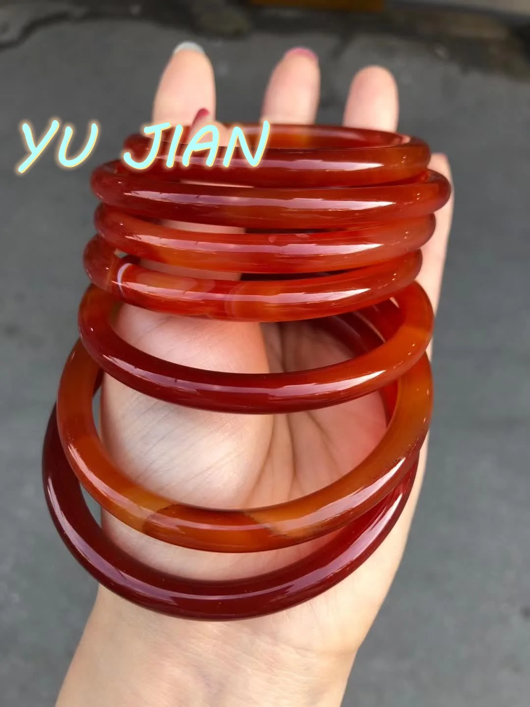 

Newest Original Ecological Pattern Red A Grade Carnelian Handring Bracelet Small Round Bar Jade Ice Seed Bangles Fine Jewelry