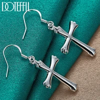 doteffil 925 sterling silver cross drop earring for man woman wedding engagement party fashion charm jewelry