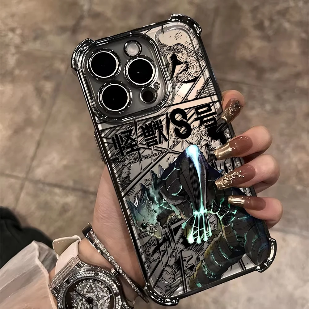 Фото Чехол для телефона Anime Kaiju No 8 Kafka для iPhone 16 e 15 14 13 12 11 Pro Max XS X XR Plus Mini SE 2020 2022 Plating Coque Funda №4