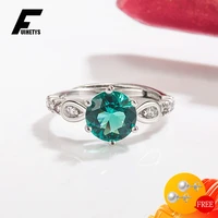 fuihetys women rings 925 silver jewelry with emerald zircon gemstone finger ring accessories for wedding party gift wholesale