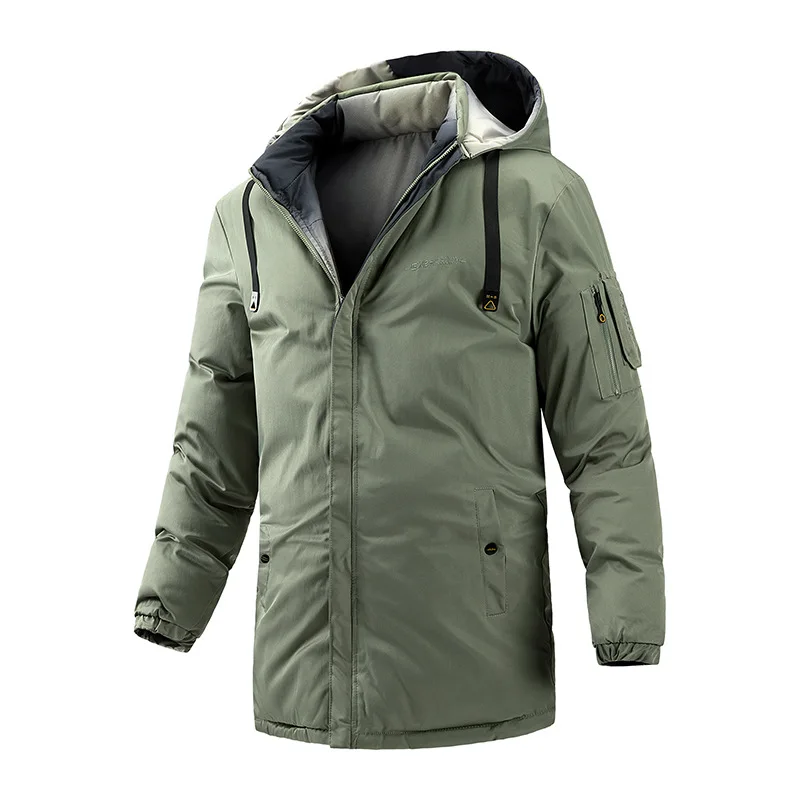 Cotton Padded Clothes for Men Europe and America Winter Medium Length Double-sided Warm Coat Casual and Fashionable