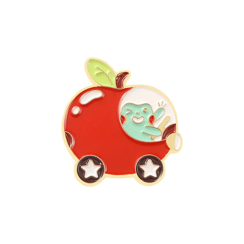 

Creative Cartoon Frog Watermelon Car Shape Fashionable Creative Cartoon Brooch Lovely Enamel Badge Clothing Accessories