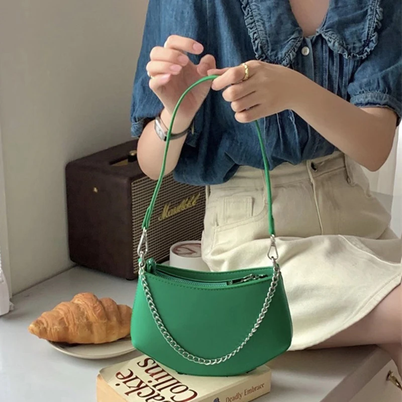 

Irregular Women Handbags Summer PU Leather Zipper Chain Design Shoulder Crossbody Hand Bag Fashion Simple Office Lady Bags 2022