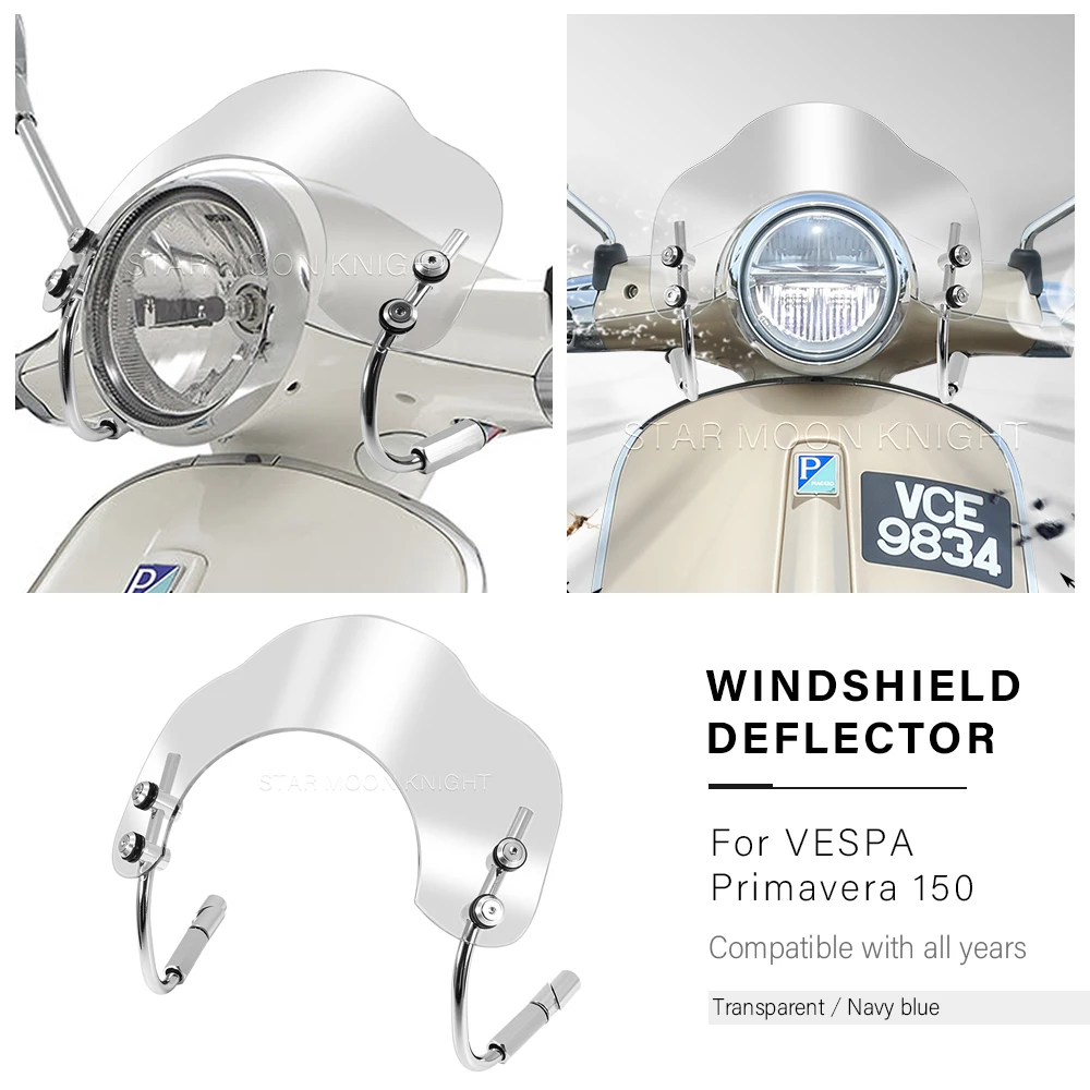 Windshield Fairing or VESPA Primavera 150 Primavera150 All Year Accessories Acrylic Front Windscreen Wind Shield Deflector