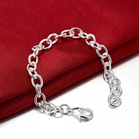new charm 925 stamp silver color bracelet for woman man classic heavy chain 8 inches wedding party gifts fashion jewelry