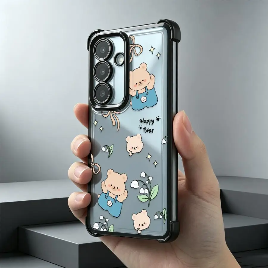 Чехол для телефона с принтом медведя и банта для Samsung Galaxy A23 A51 A07 A53 A14 A04 A73 A13 A33 A50 A16 A06 A54 A34 A24 A52 (art.: 3920db256a4ef) - 3920db256a4ef