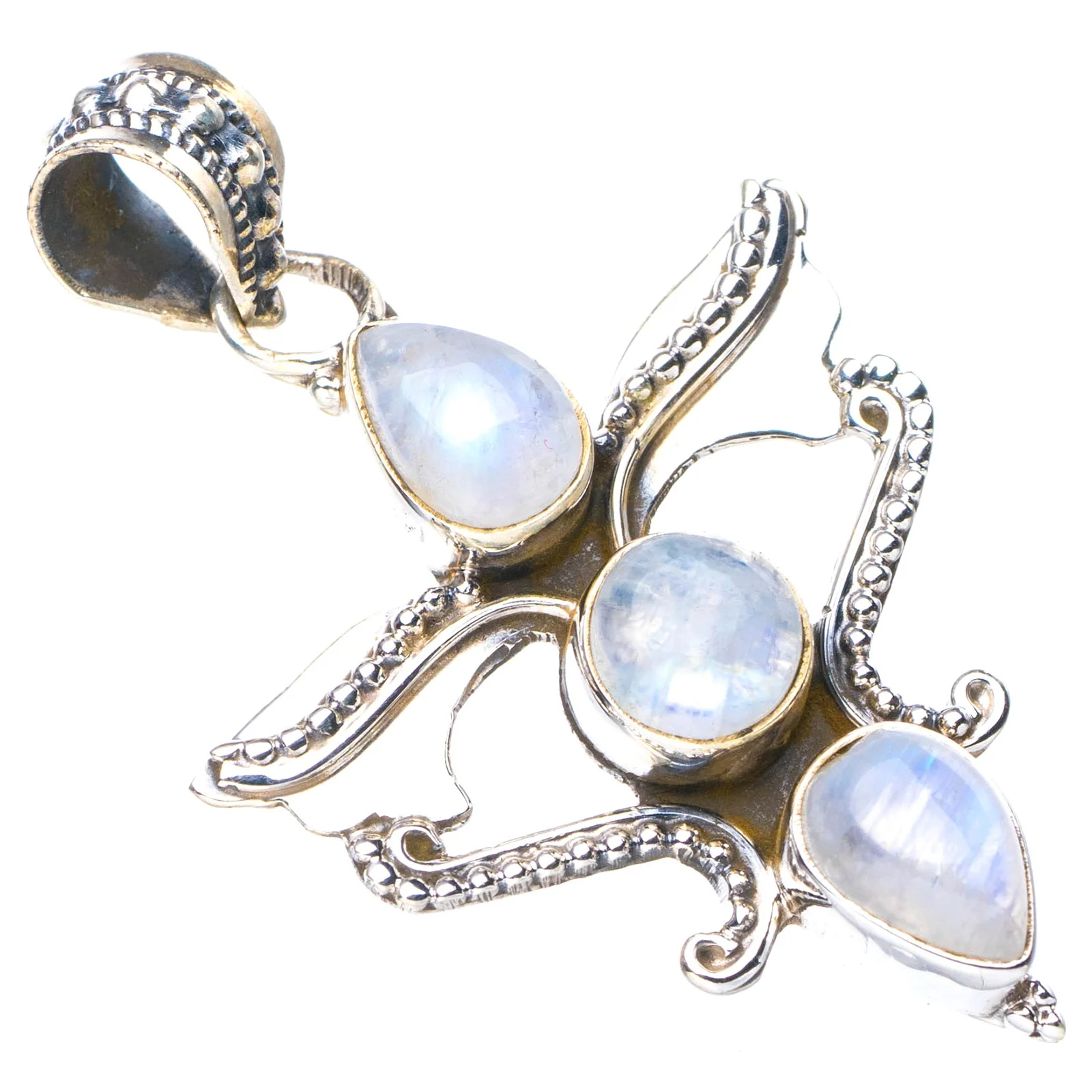 

Природный лунный камень StarGems ручной работы 925 пробы серебряный кулон 1,75 "E4233