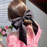 black beige big large satin bow hair clip for women girls long ribbon barrette spring clip korean hairpin hair accessories