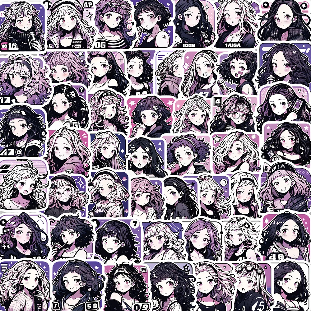 

10/50PCS Cartoon Cool Modern Girls Sticker For Phone Laptop Scrapbook Scraobooking Supplies Vintage Korean Stickers Aesthetic