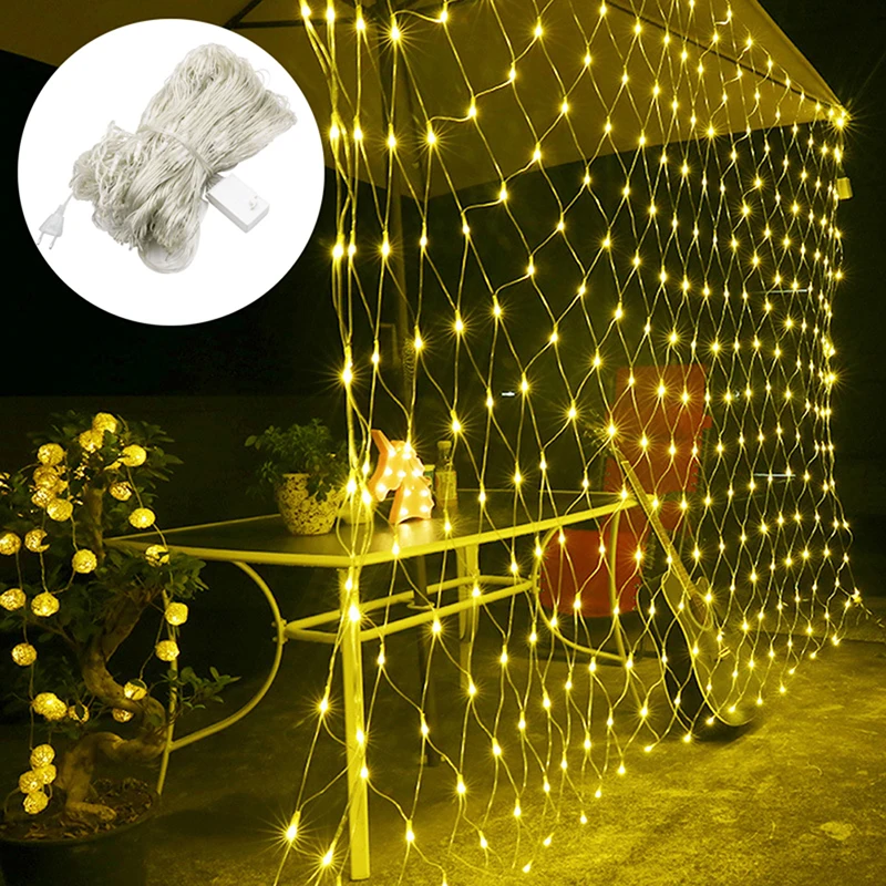 

Светодиодная сетчатая Гирлянда-занавеска, сказочное украшение, Рождественское украшение, новогоднее уличное освещение, гирлянда, уличная гирлянда 1,5x1,5 м, 96 светодиодов