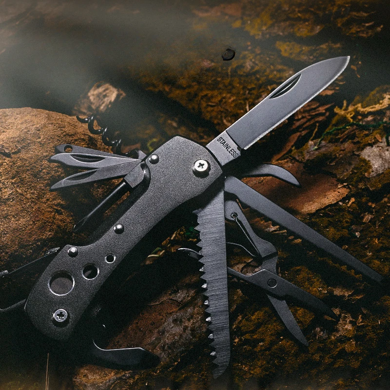 Outdoor 15 in 1 Folding Knife Swiss Army Edc Gear Knife Camp