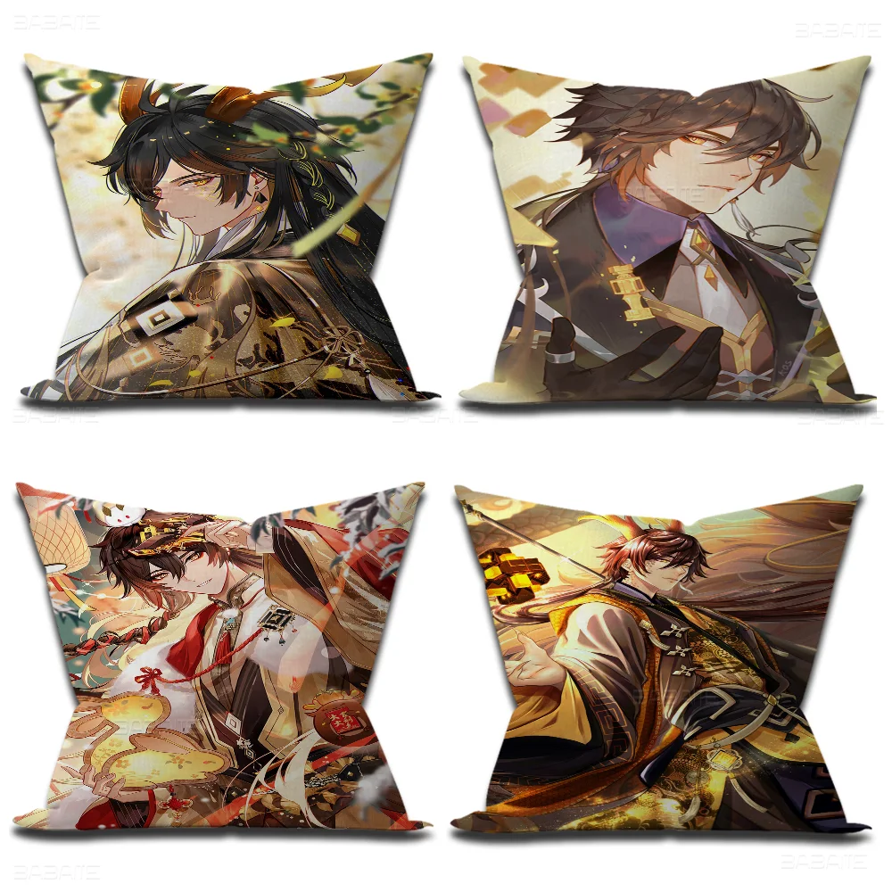 Genshin Impact ZhongLi Morax наволочка декоративная подушка диван домашний декор чехол