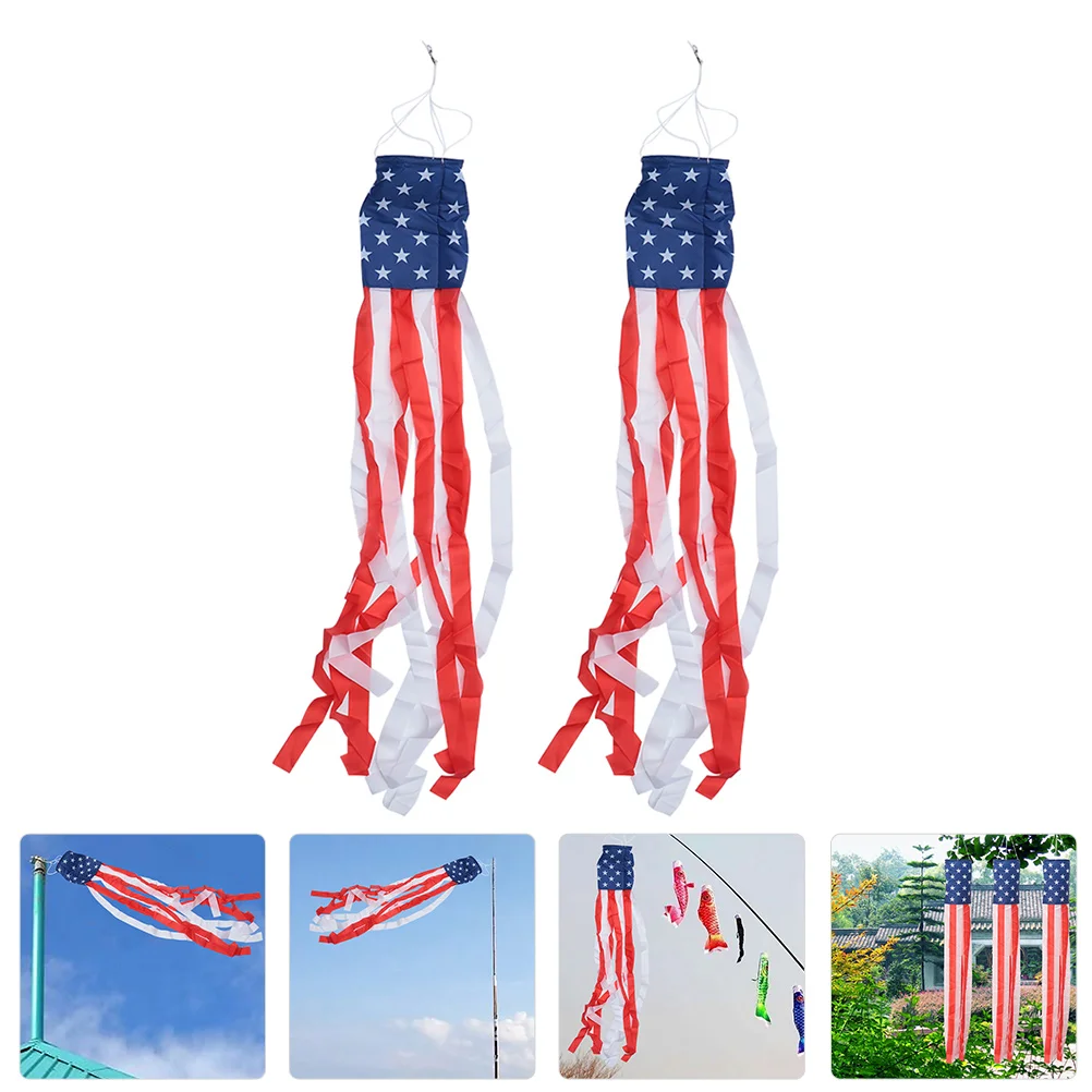 

2 Pcs American Flag Hair Dryer Red White Blue USA Patriotic Decoration Independence Day Decorations Windsocks Ornament