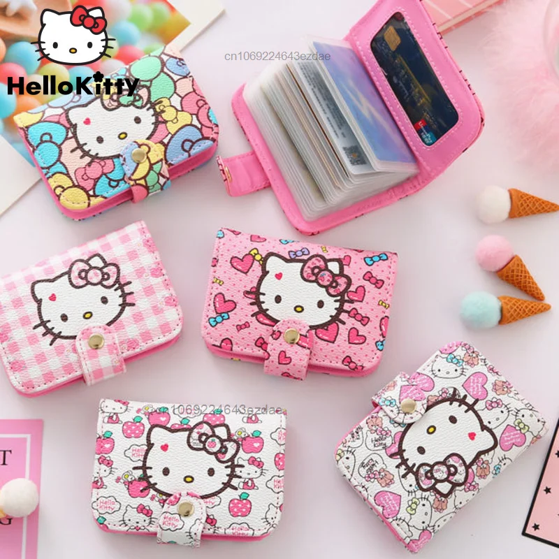 Кошелек модного дизайна Sanrio Cartoon для женщин Hello Kitty Карточные сумки Симпатичный печатный кошелек для монет Корейский стиль Кавай Эстетичная сумка.