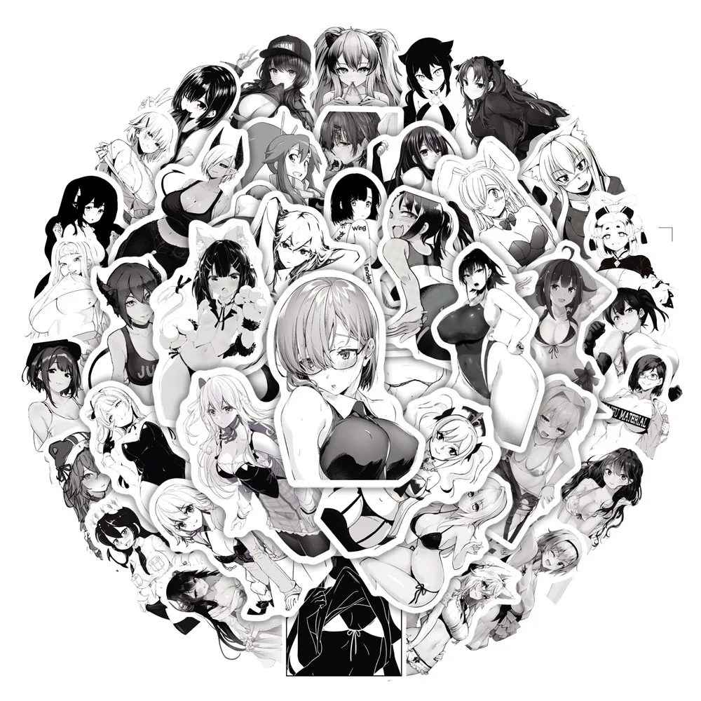 

50 New Japanese Anime Sexy Stickers Style Girl Graffiti Stickers Notebook Guitar Water Cup Trolley Case Waterproof Sunscreen