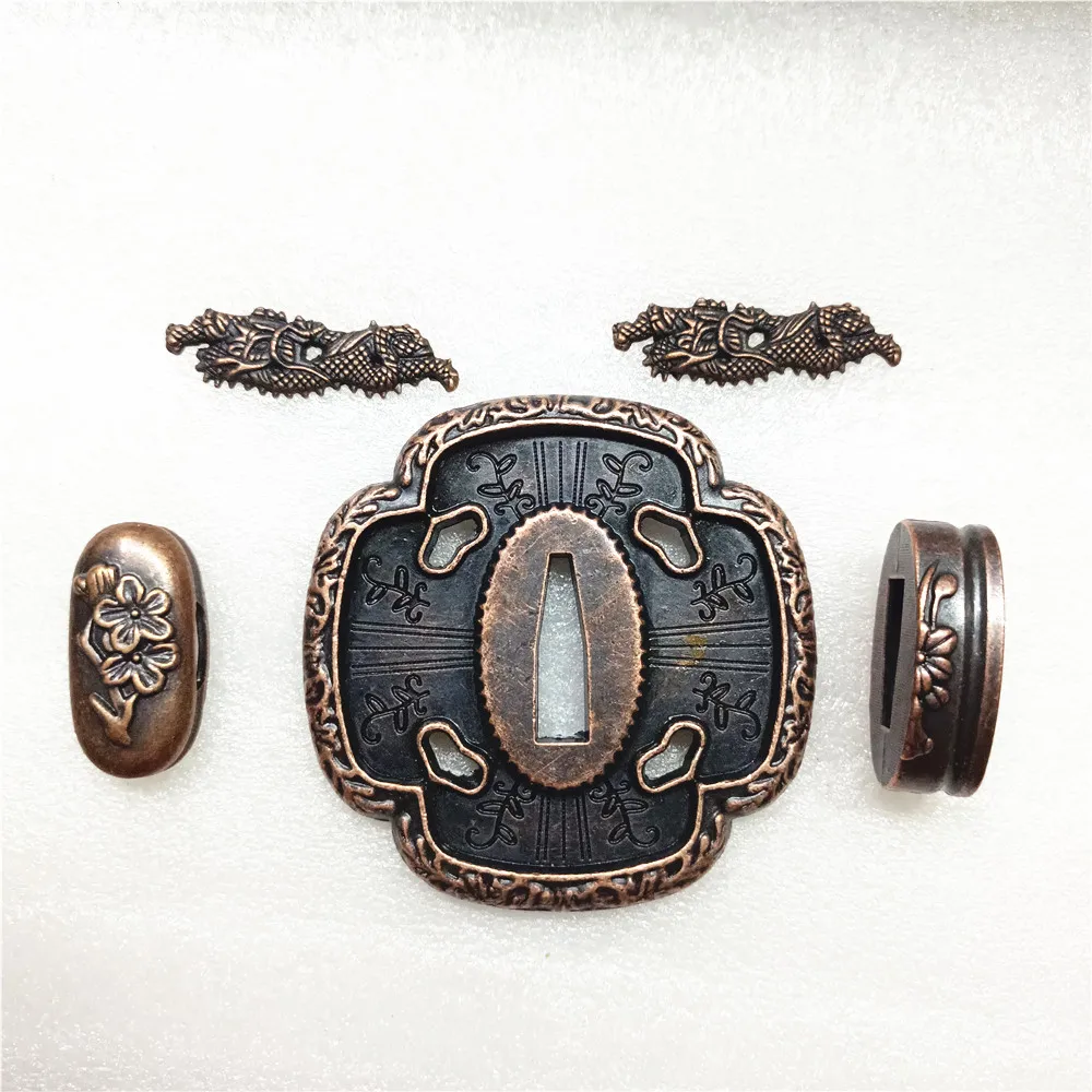 

A Set Alloy Tsuba Kashira FuchI Menuki Accessory For Japanese Sword Samurai Katana Fittings