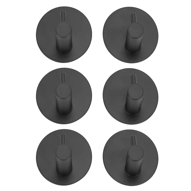 

Самоклеящийся крючок, самоклеящаяся черная настенная накладка на крючок для ключей, сверхпрочный крючок из нержавеющей стали, 6 упаковок