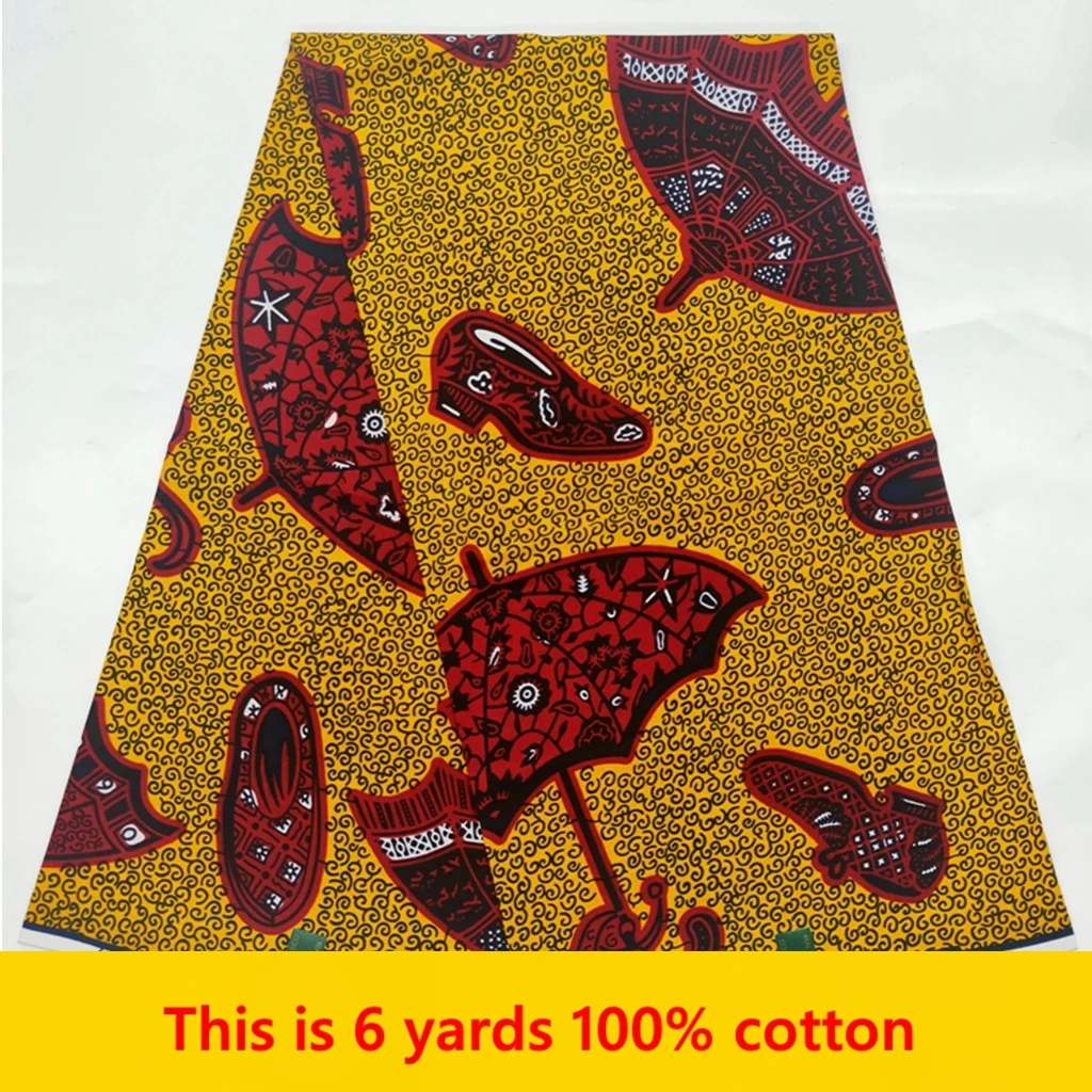 

2022 High Quality Original Ankara Fabric African Real Wax Print Cotton 100% Tissus Wax Pagne Africain For Sewing Material 6yard