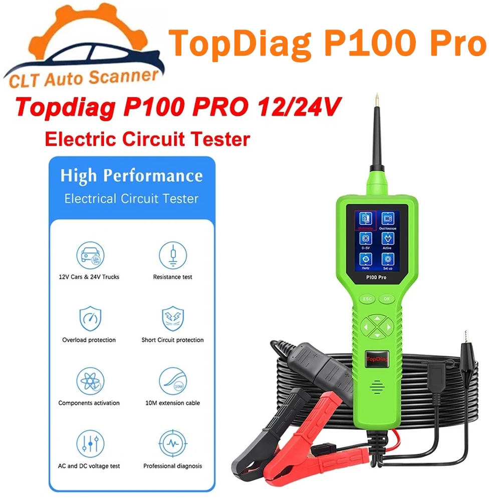 

2023 TopDiag силовой зонд P100 Pro Автомобильный анализатор цепи инструмент для автомобильной Электросистемы тестер инжектора PK PS100 P200