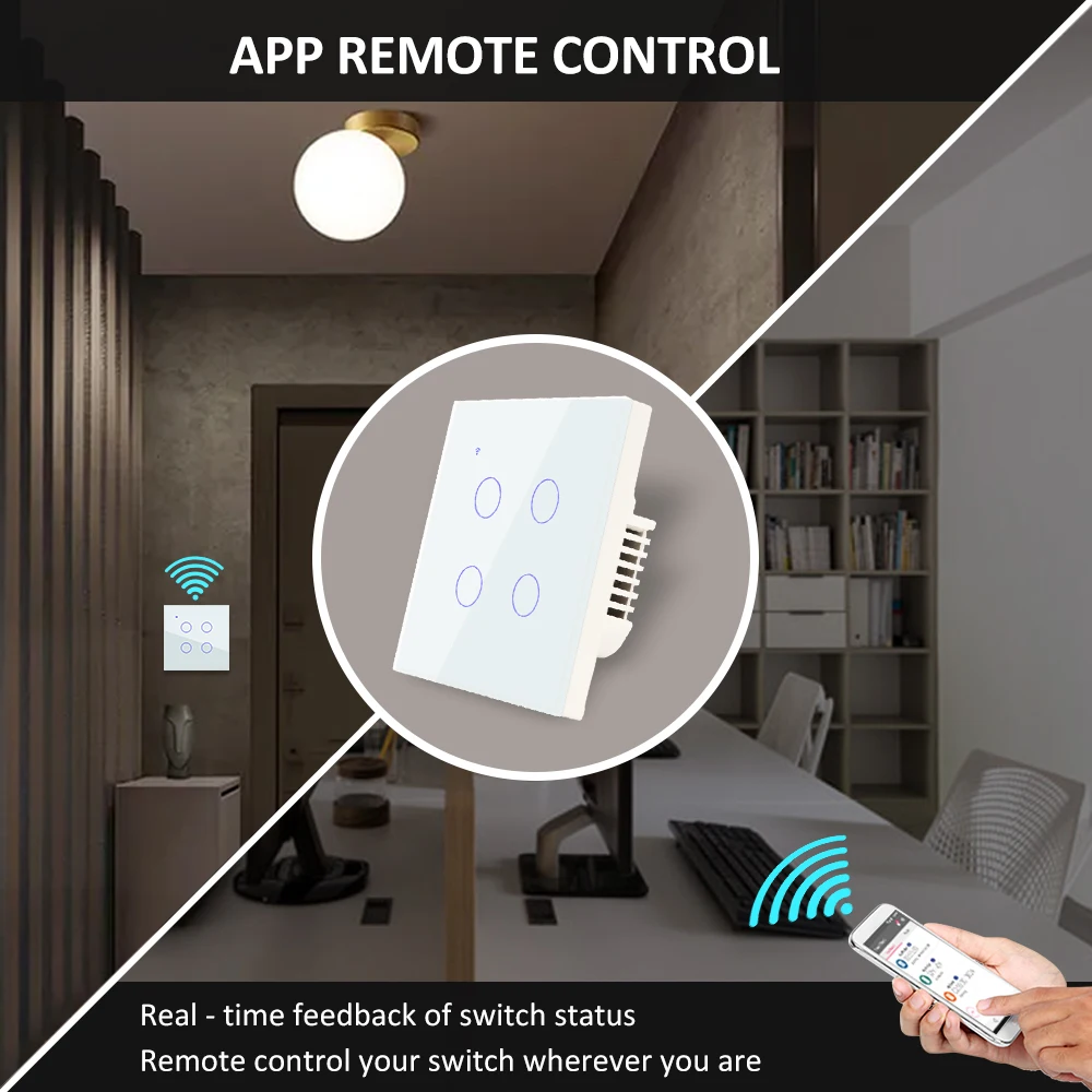 Фото Умный светильник ель Alexa ZigBee настенный сенсорный, 2/3 канала, 110 В, 220 В №3
