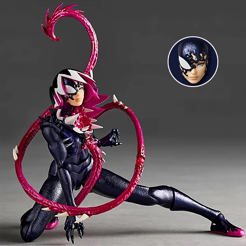 Фото Новая фигурка Кайёдо Веном Гвен, серия Amazing Yamaguchi Revoltech, коллекционная фигурка Гвен из ПВХ, модель для декора, игрушка, подарок для детей №2