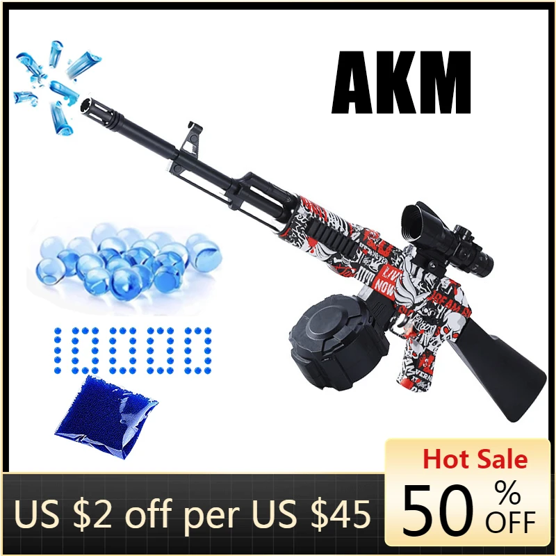 

Akm Electric Airsoft Machine Gun Water Gel Bomb Blaster Toy Gun Weapons Paintball Gun For Adults Kids Boys Cs Fighting