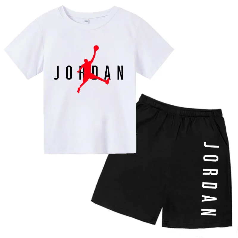 

T-shirts Summer Boys and Girls Baby 2-piece T-shirt Short-sleeved Suit Sports Pure Letters Children's Clothing 14-year-old Youth