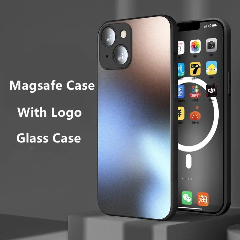 

Magnetic Tempered Glass Case For iPhone 13 12 Pro Max Mini Magsafe Magnet Back Cover Magsafing Macsafe With Logo Funda Carcasa