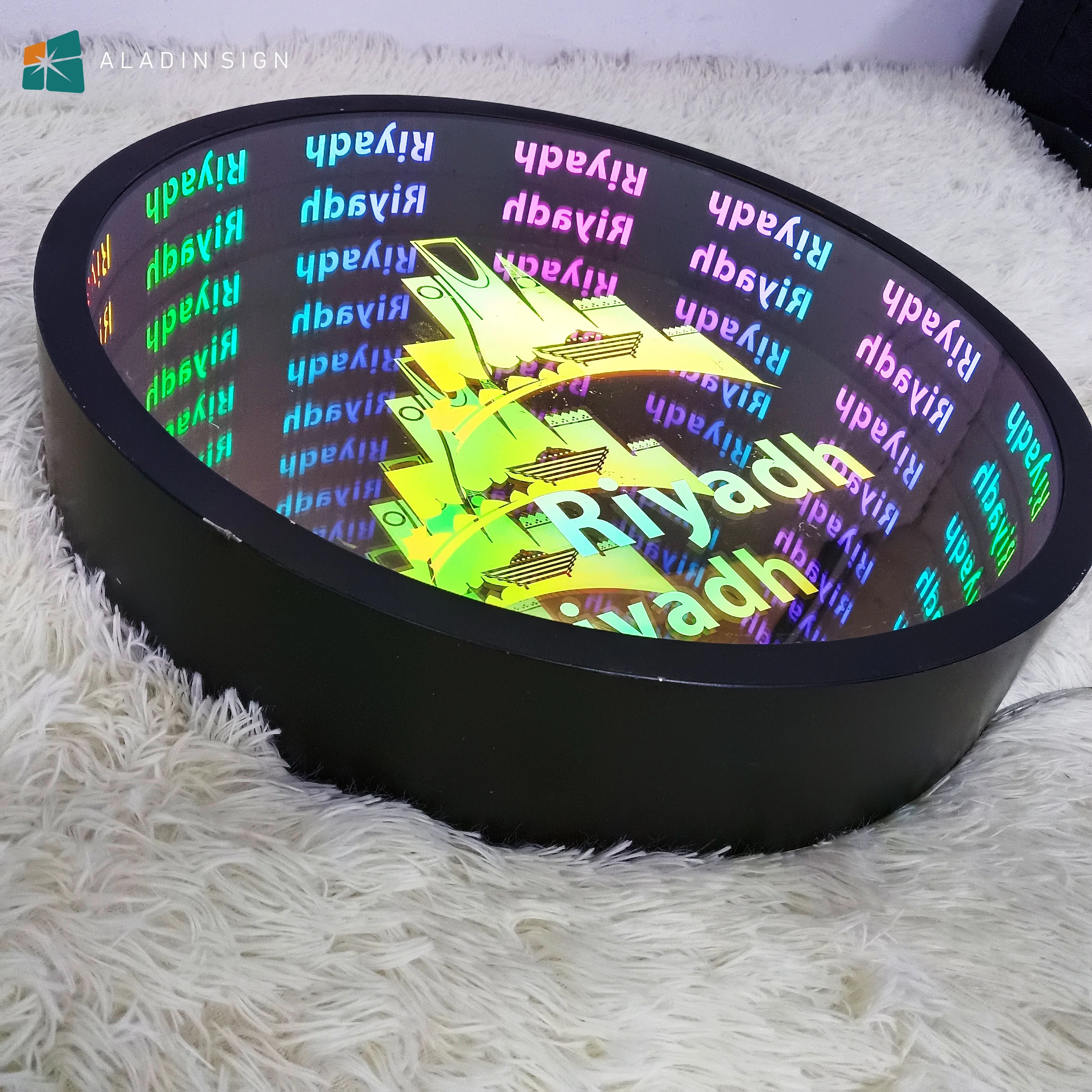 Фото 3D Волшебный LED-туннель с эффектом бесконечности, зеркальный настенный декор, акриловый элемент для интерьера, световая вывеска для розничных магазинов №4