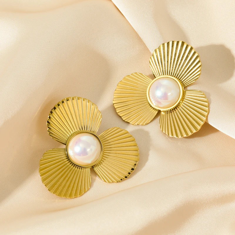 Серьги-гвоздики GANEMLY из нержавеющей стали 316L в форме сердца и жемчуга модные