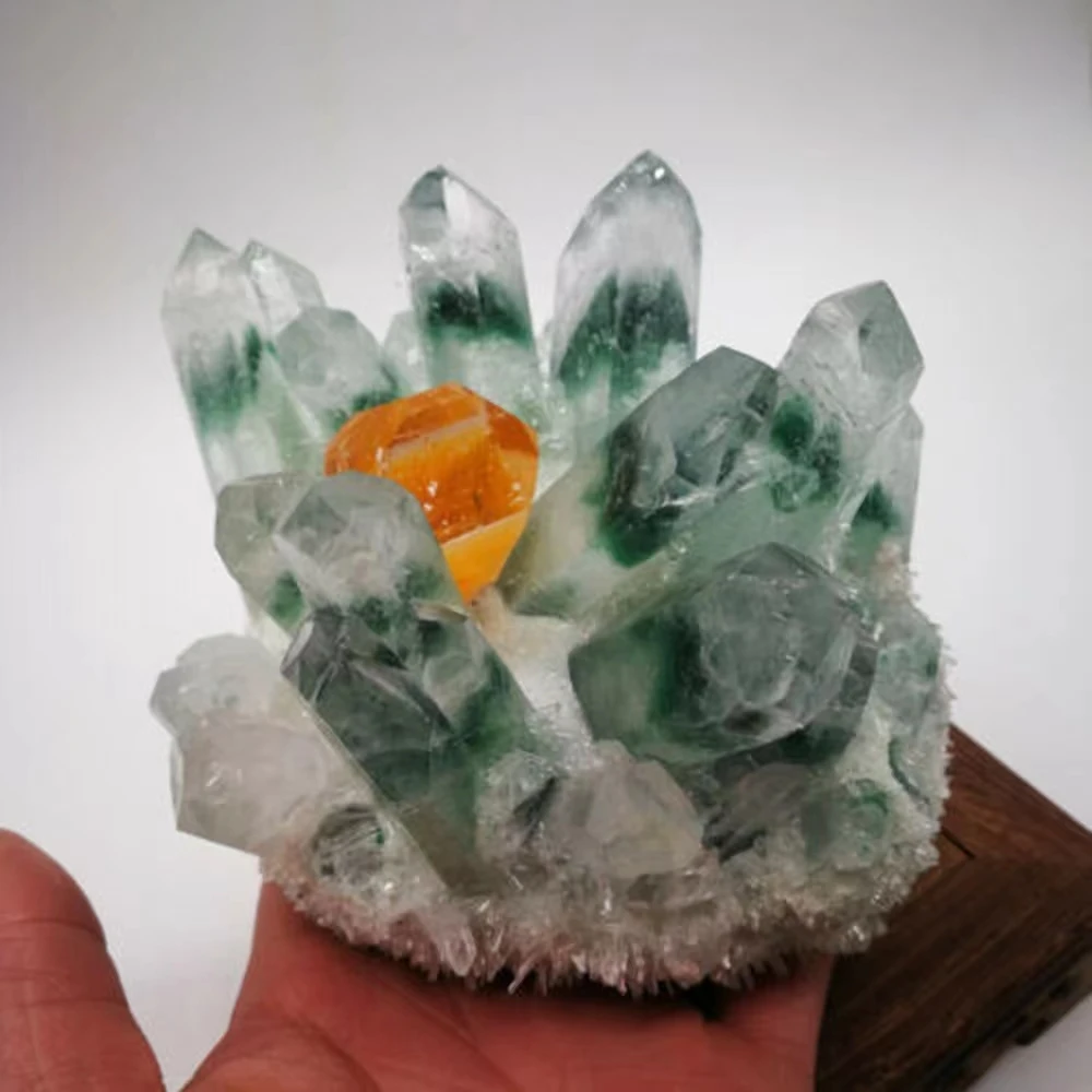 

800g Natural Green Ghost Phantom Quartz Crystal Cluster Healing Specimen Wedding Decoration Aquarium