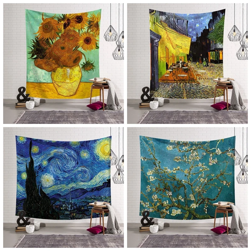 

Large 150*200 Famous Painting Tapestry Wall Hanging Hippie Boho Decor Bed Sheet Beach Towel Mandala Wall Halloween Tapestry