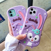 disney stellalou rabbit 3d wrist strap phone cases for iphone 13 12 11 pro max xr xs max 8 x 7 se 2020 back cover