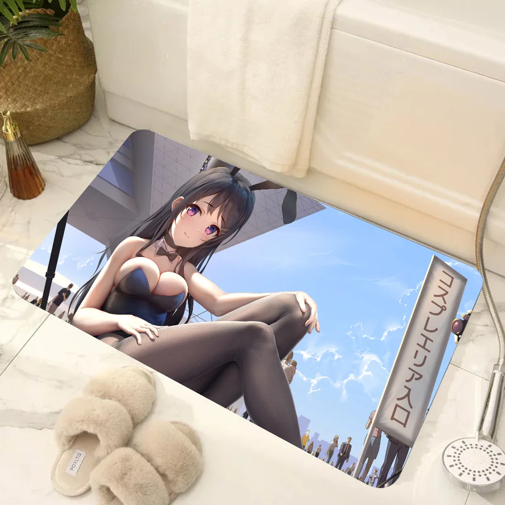 Фото Сексуальная Девушка S Seishun Buta Yaro Напольный Коврик 40x60 См Резиновый Противоскользящий Впитывающий Коврик Для Ванной К... №1