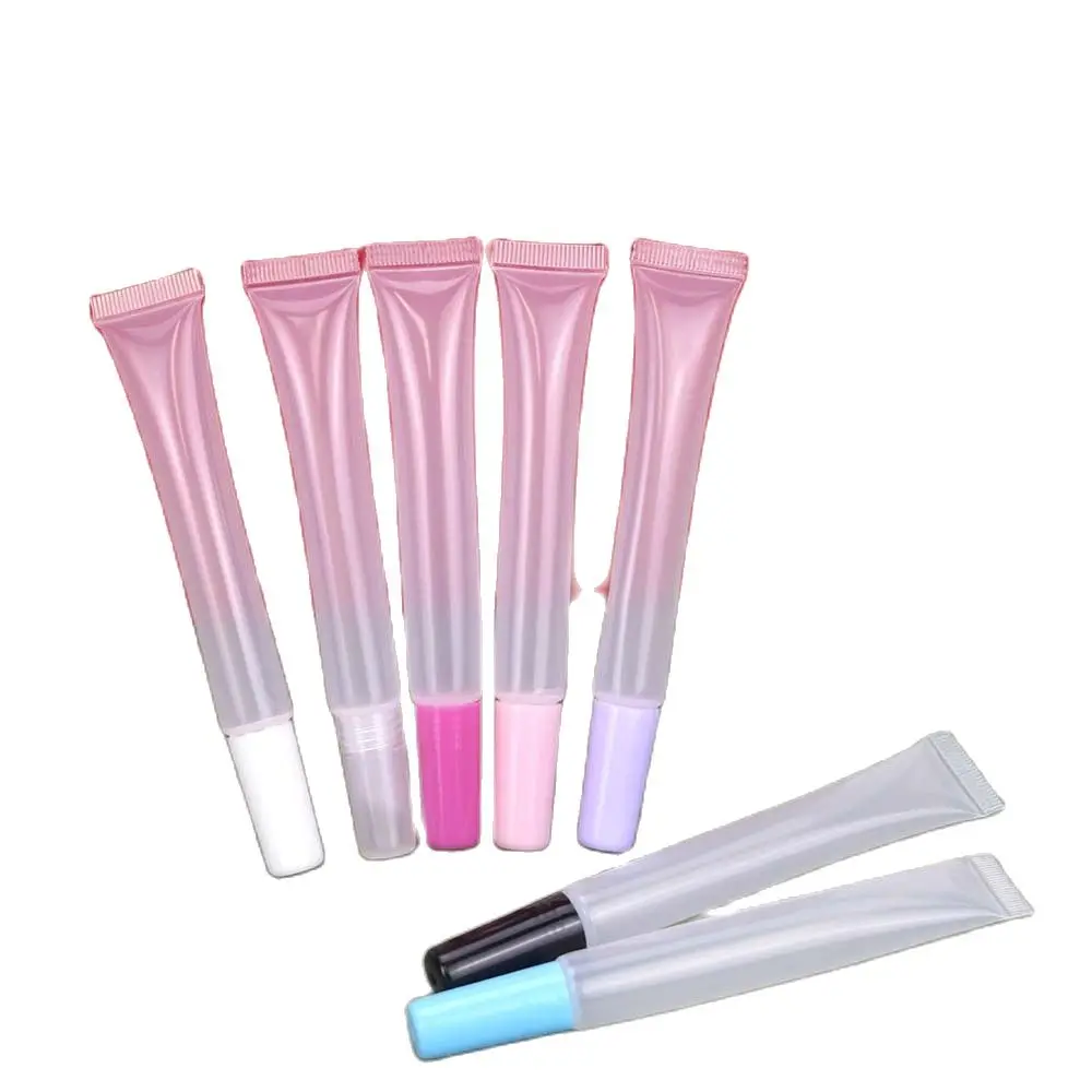 Container Refillable Bottles Can Print Logo15ML Transparent Cosmetic Brush Stick Holding Glaze Packaging Lip Gloss Tube