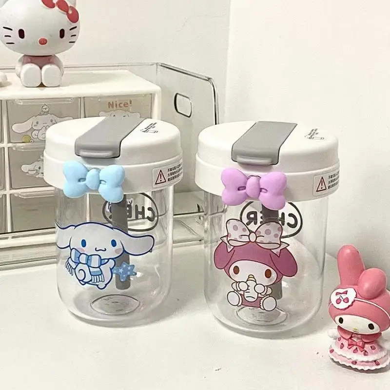 

Мультяшный кавайный бант Sanrios Cinnamoroll My Melody Милая портативная уличная домашняя прозрачная соломенная чашка «сделай сам» бутылка для воды под...