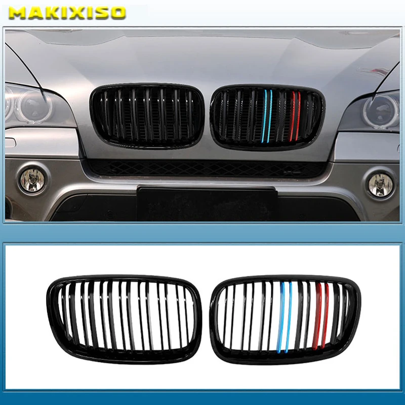 

1pair Glossy Black Car Front Bumper Grille Front Mesh Grille for BMW X5 E70 X6 E71 2007-2014