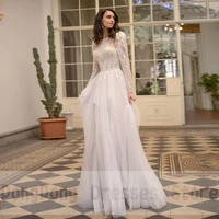 retro jewel lace a line handmade flower wedding dresses 2022 applique open back floor length print bridal gowns robe de ma