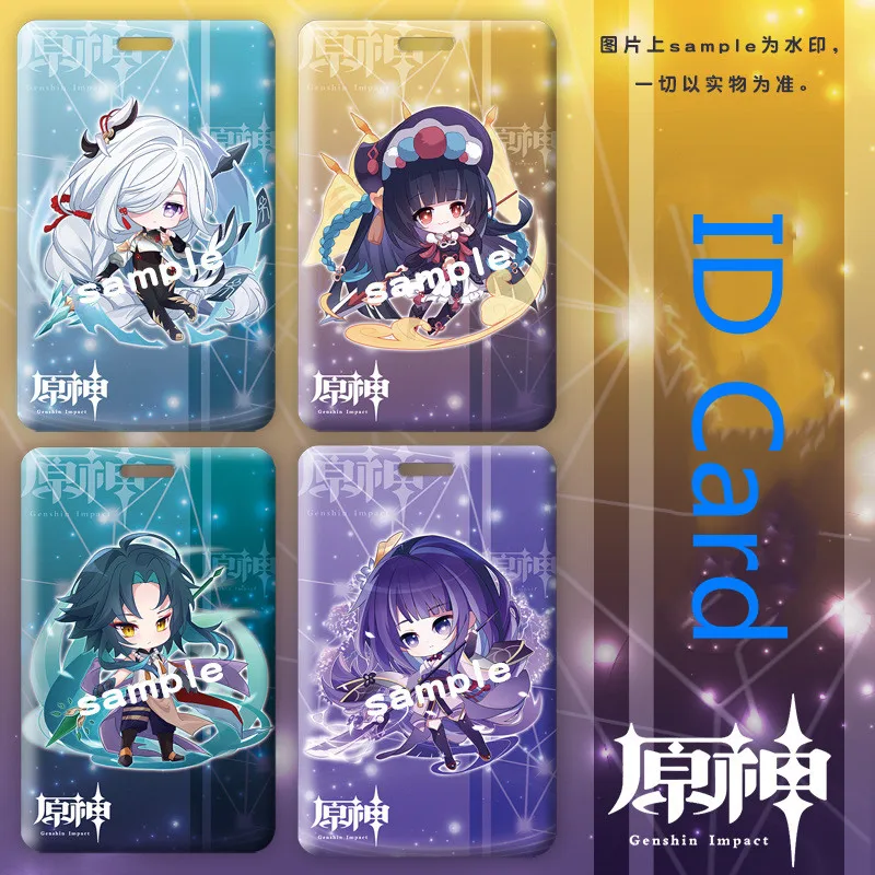 

Popular Anime Genshin Impact Card Holder Keyrings Yae Miko Raiden Shogun ID Badge Key Chains Student Bus Card Bag Keychain Gift