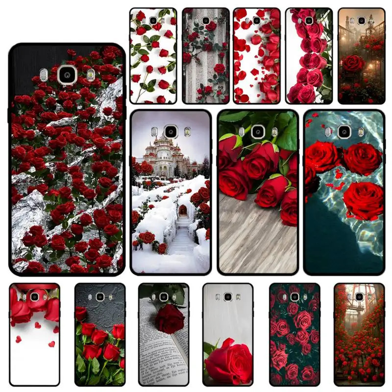 

Bright Red Rose Flowers Phone Case for Samsung J 4 5 6 7 8 prime plus 2018 2017 2016 J7 core